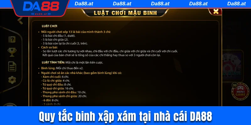 Quy tắc binh xập xám tại nhà cái DA88