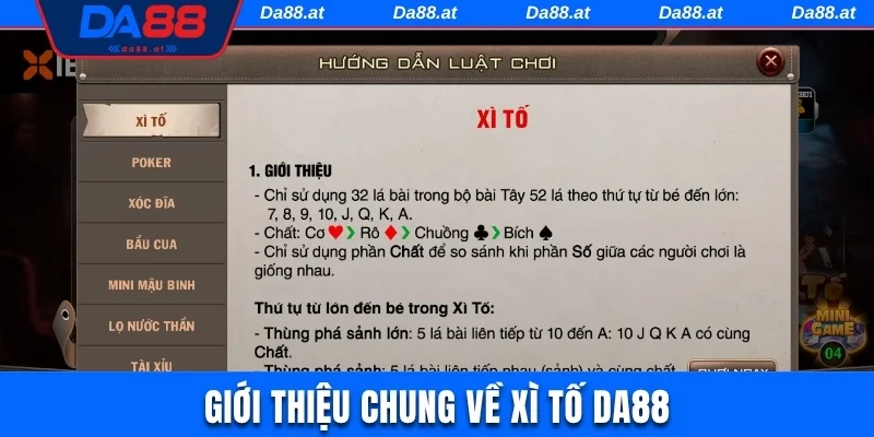 Tìm hiểu chung về xì tố DA88 